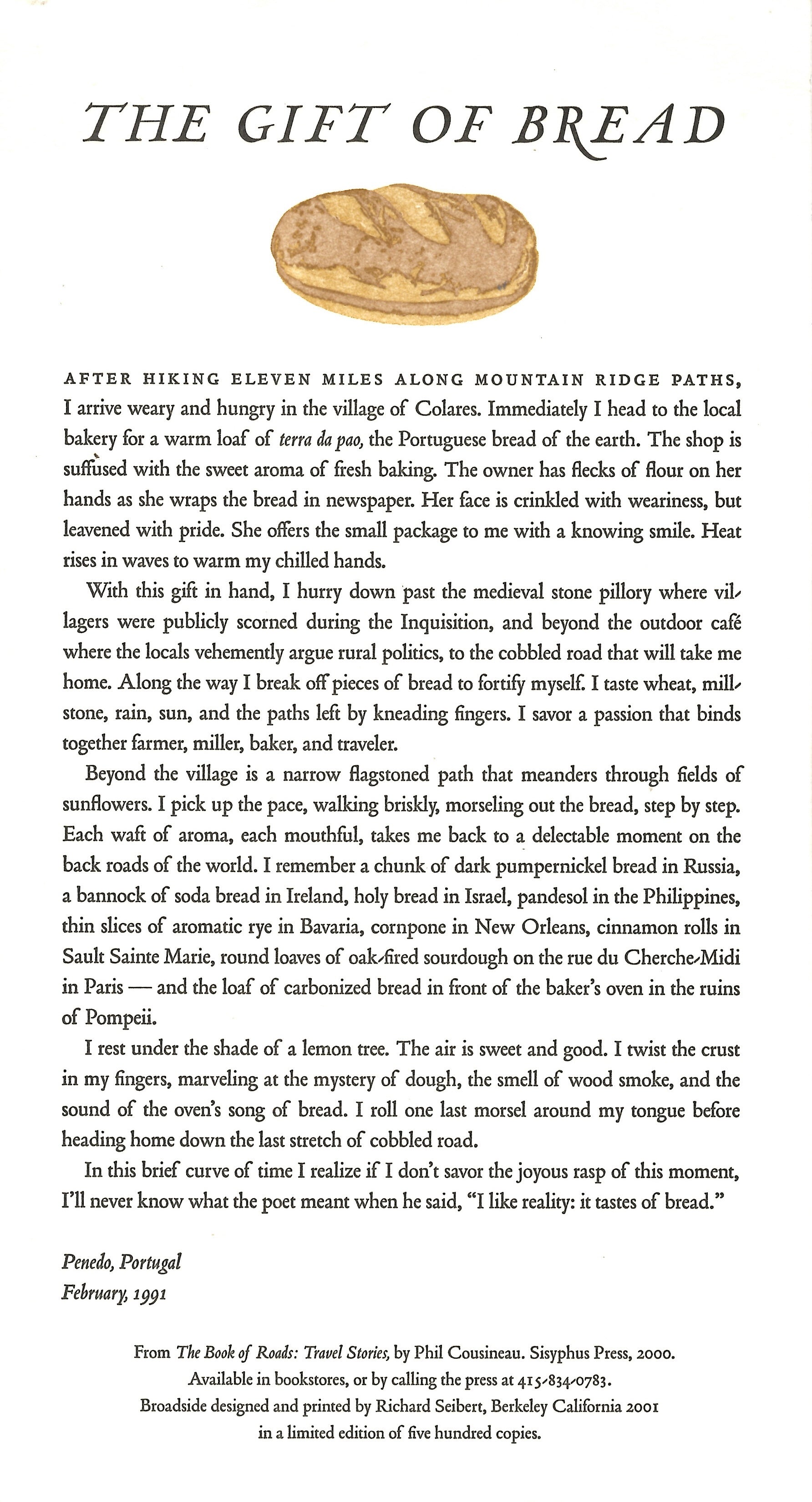 Limited Edition: The Gift of Bread Letterpress Broadside